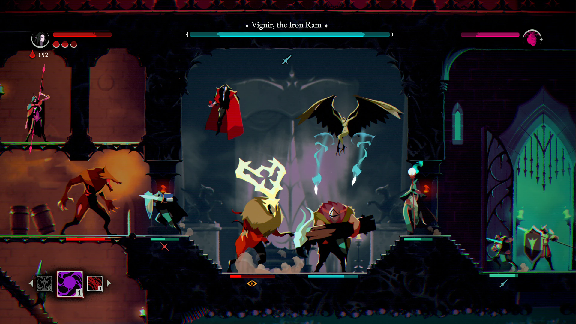 Dracula and monsters fight invaders beneath a boss health bar in ReVamp